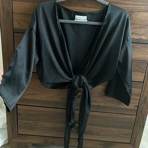 Silk Black tie front Urban Outfitters